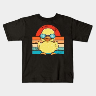 Cool Retro Yellow Duck in Sunglasses 70s 80s Funny Duck Kids T-Shirt